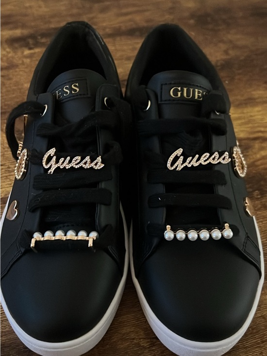 Guess Shoes - Guess Black Sneakers with Gold and Pearl Accents